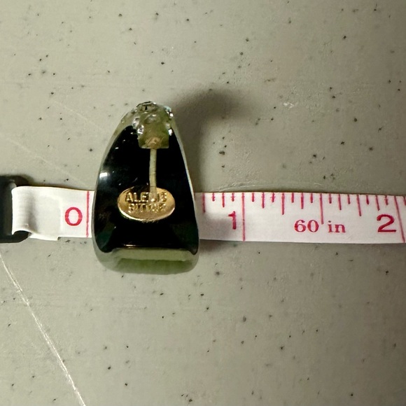 ALEXIS BITTAR  Army Olive Green Rhinestone Crystal Studded Lucite Hoop Earrings - Picture 9 of 10